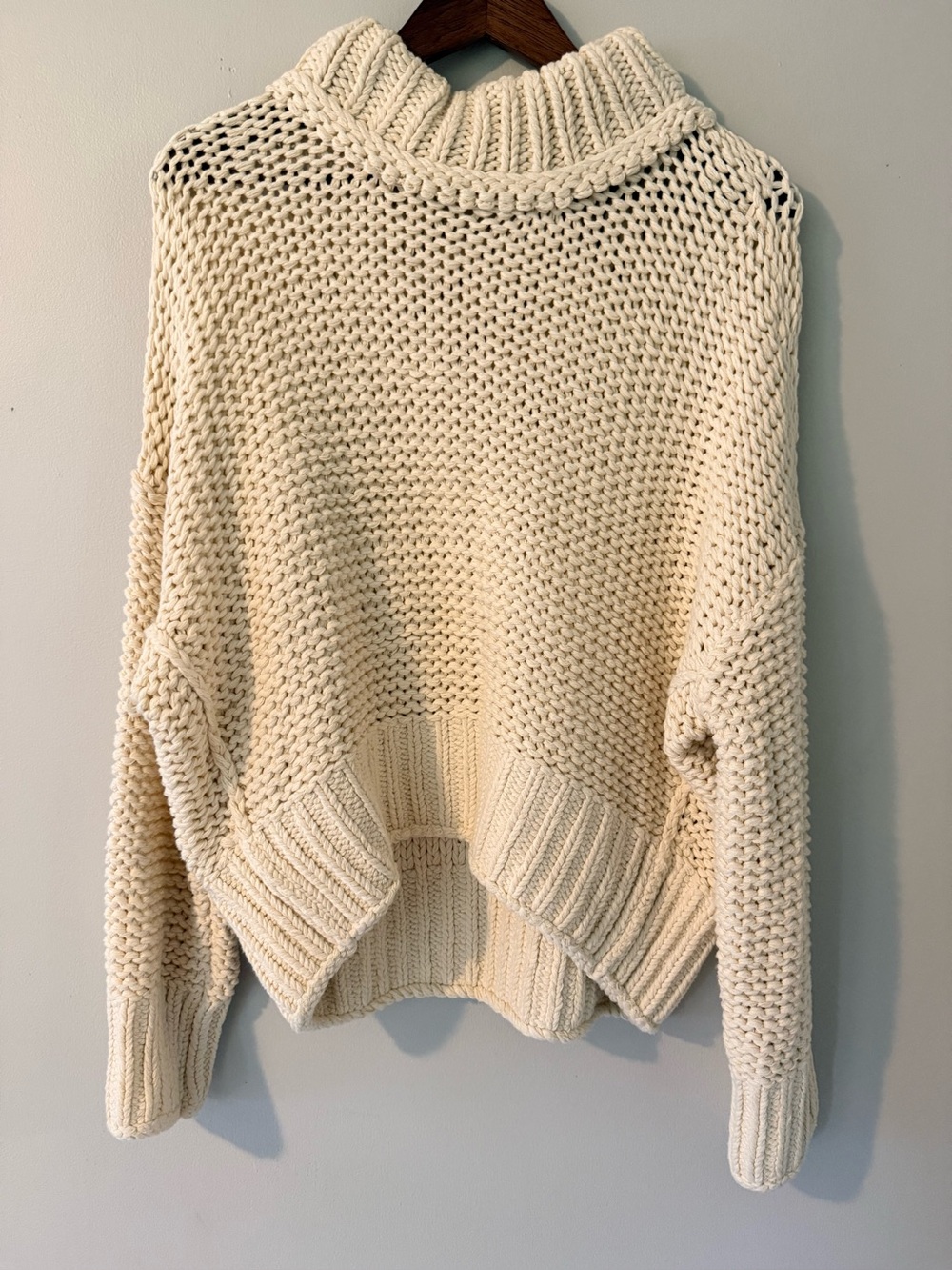 Free People Chunky Knit Cream Sweater Medium